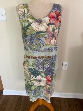 Vintage Jams World Tropical Floral Hawaiian Hibiscus sheath dress size  11